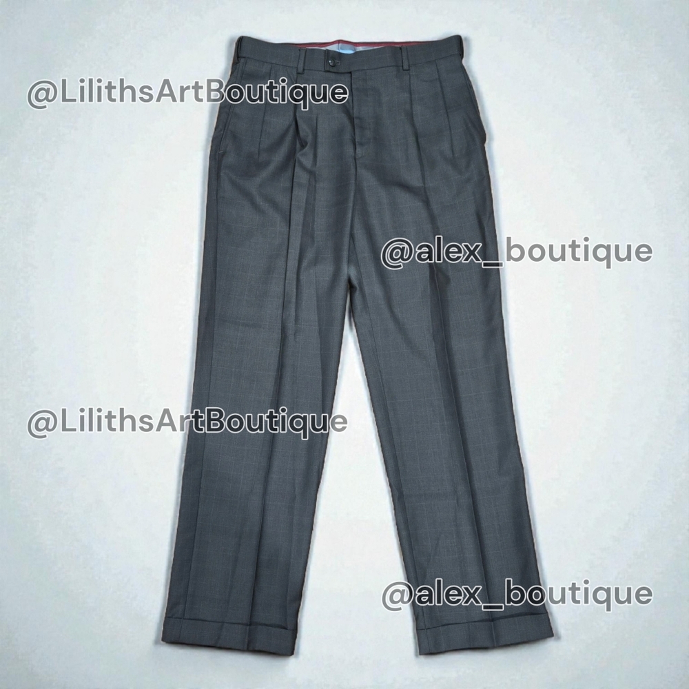 Louis Raphael Rosso Mens Dress Pants 36x32 Gray Pleated Front Classic Fit (D023)
